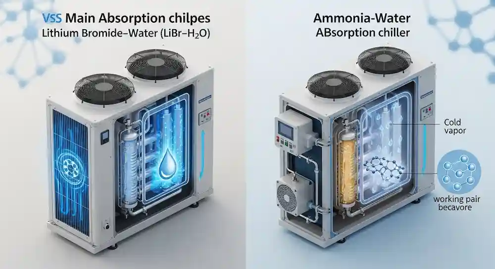 انواع چیلر جذبی بر اساس جفت سیال کاری
