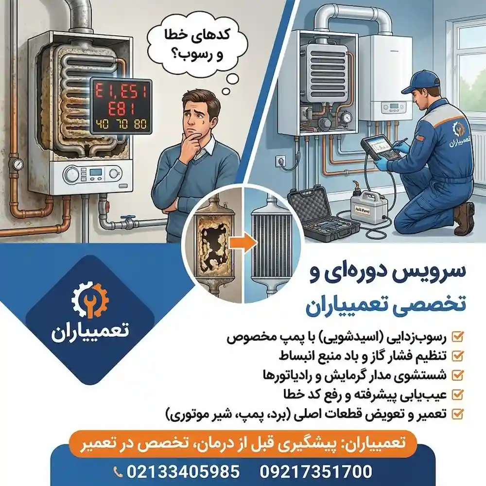 لیست خدمات نمایندگی پکیج ایران رادیاتور پردیس